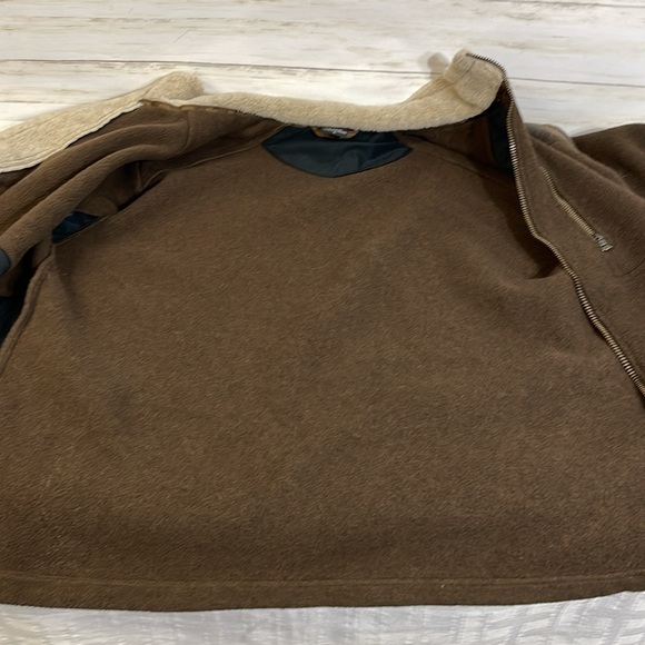 Kuhl Alpenwurx Heavy Fleece Suede Jacket Berber Collar Full Zip Pockets Large - Picture 5 of 16